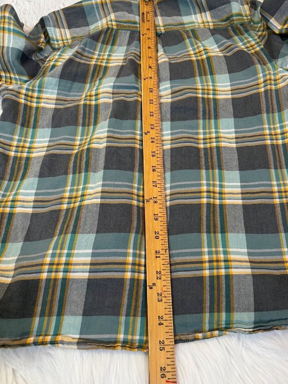 Lucky Brand Womens Button Down Shirt Sm Blue Long Sleeve Plaid Cotton Two Pocket - Picture 6 of 6